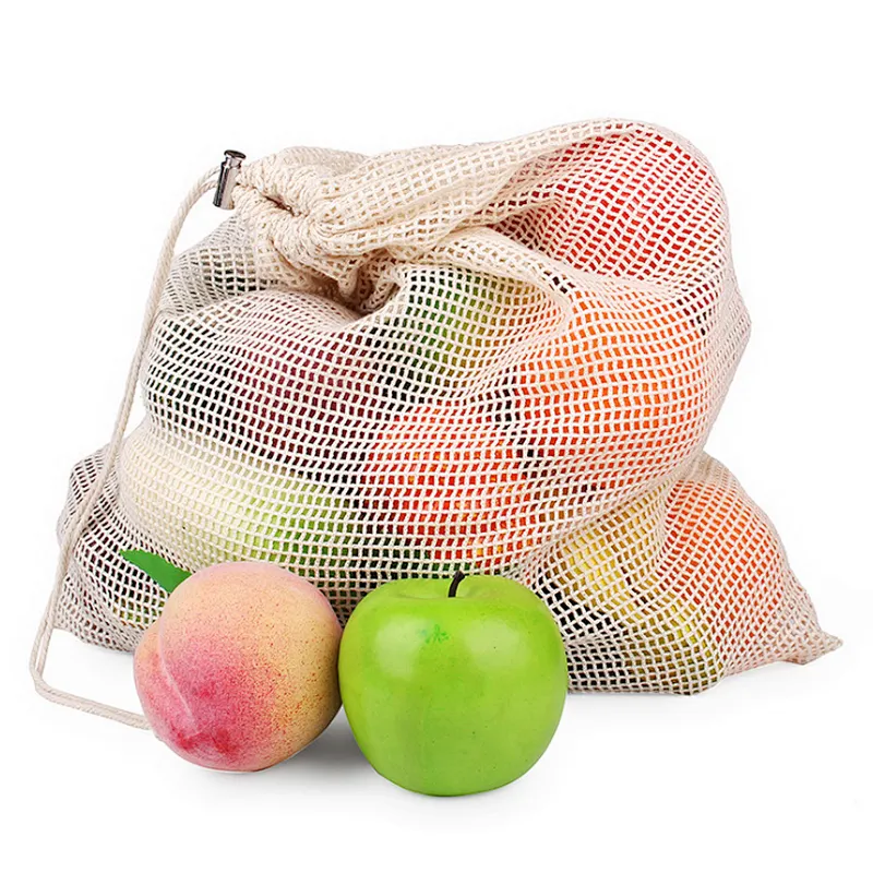 Union Source Recyclable Cotton Vegetable Fruits Food Mesh Bag With Customized Package
