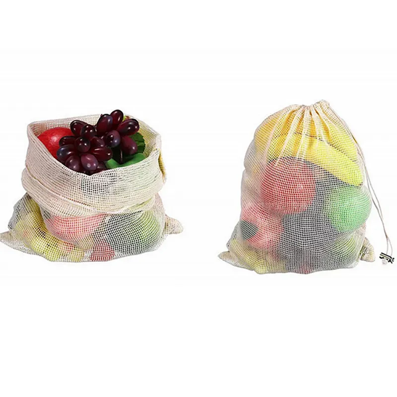 Union Source Recyclable Cotton Vegetable Fruits Food Mesh Bag With Customized Package