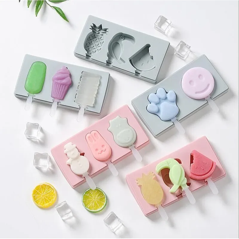 New cute home food grade multifunctional triple stick silicone trays ice cube mold cream moulds