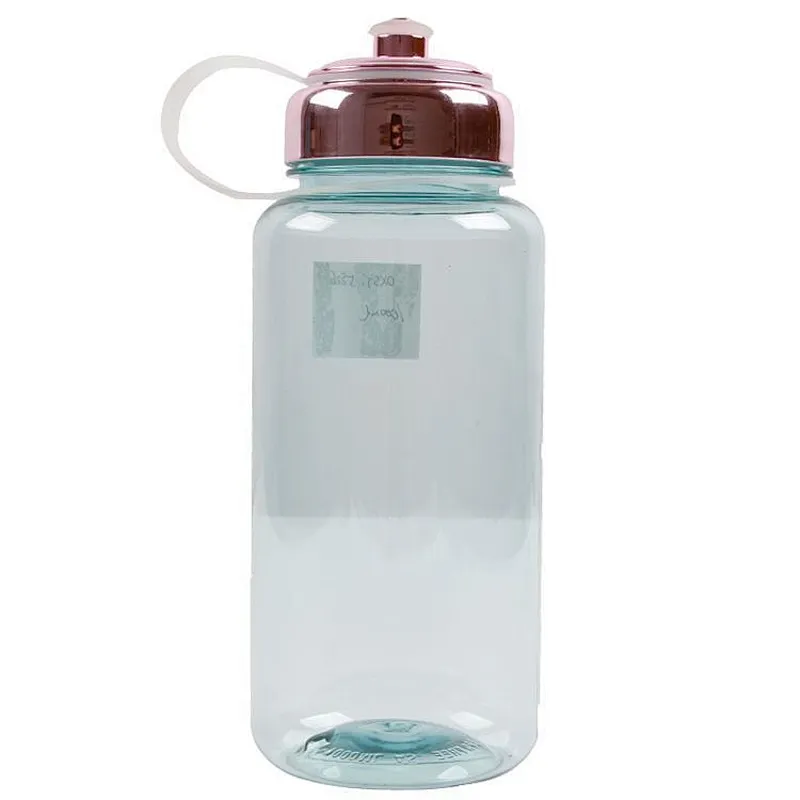China Supplier 1000ml 1L Gym Single Wall Wide Mouth Plastic Drinking Sport Water Beverage Bottle With Strap For Promotion
