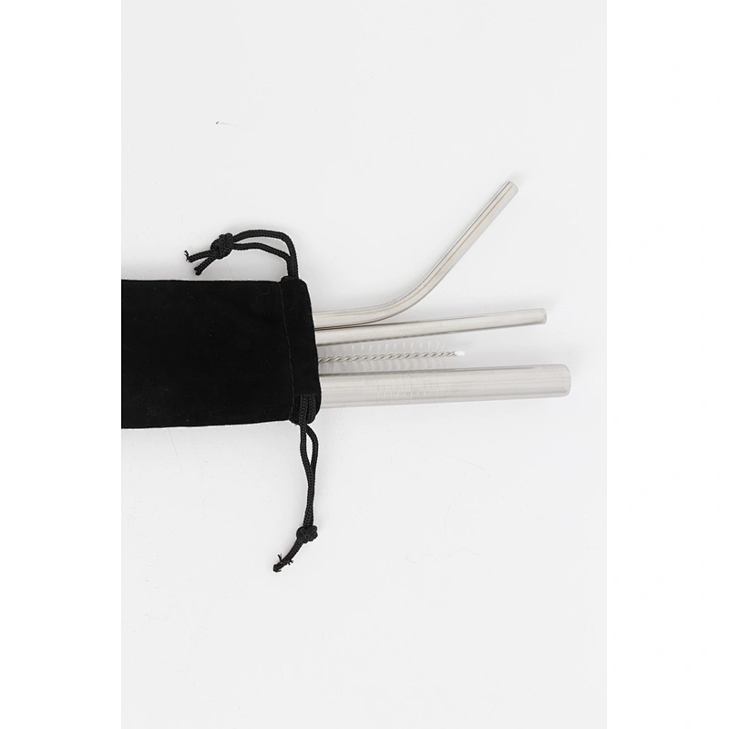 Hot Sale Reusable Food Grade  Bar Accessories Silver Stainless Steel Drinking Metal Straw Set