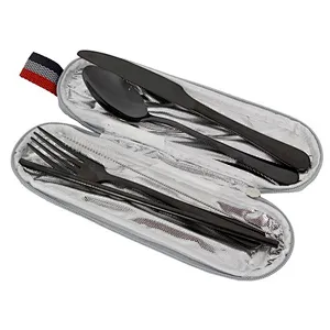 Union Source wholesale 3pcs portable camping dinner stainless steel cutlery dinnerware sets