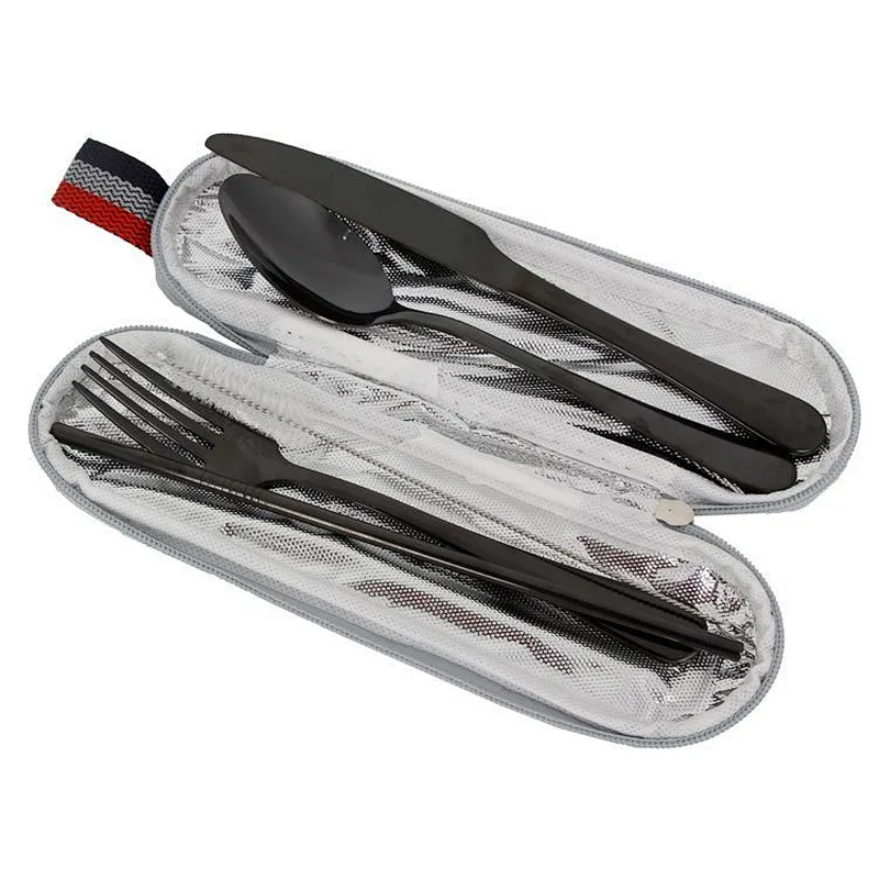 Union Source wholesale 3pcs portable camping dinner stainless steel cutlery dinnerware sets