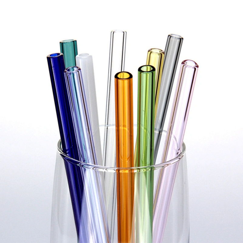 Heat resistant different color straight and bent borosilicate glass drinking straw