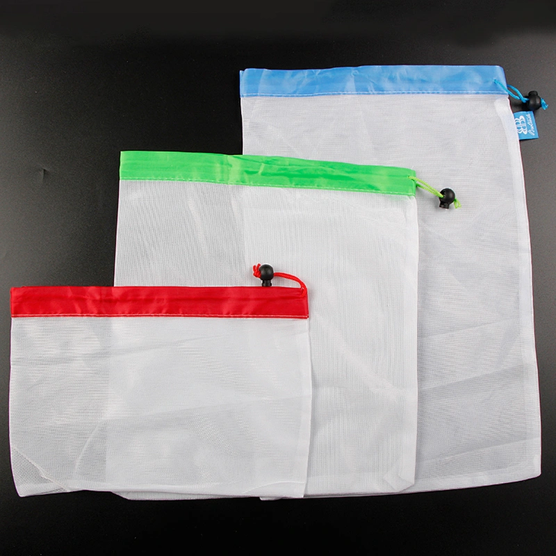 Fruit and Vegetable Reusable Eco Friendly Strong Drawstring Mesh Produce Bag