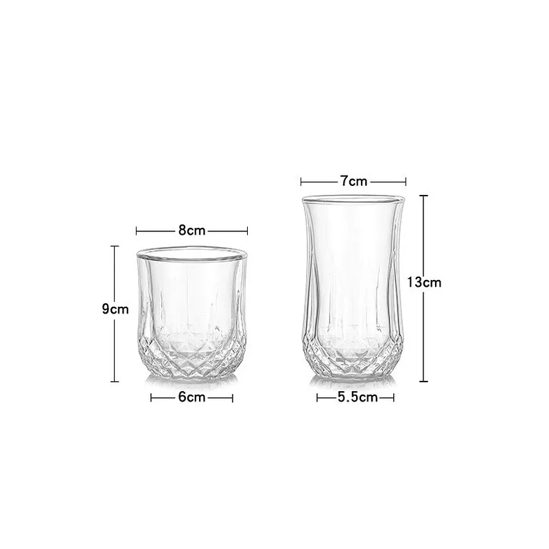Union Source Bar Wine Drinking Double Walled Glass Cup Bulk/ Whiskey Glass Mug For Promotion