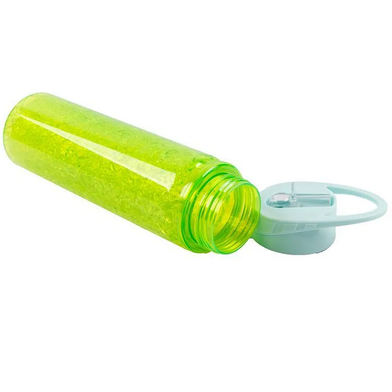 Sparkling Ice cooling Plastic Double Wall transparent Tritan Bpa Free Drinking Water Bottle with Flip lid