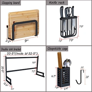 Union Source Stainless Steel 2 Ties Storage Holders Racks Kitchen Accessories Drying Storage Rack Over Sink