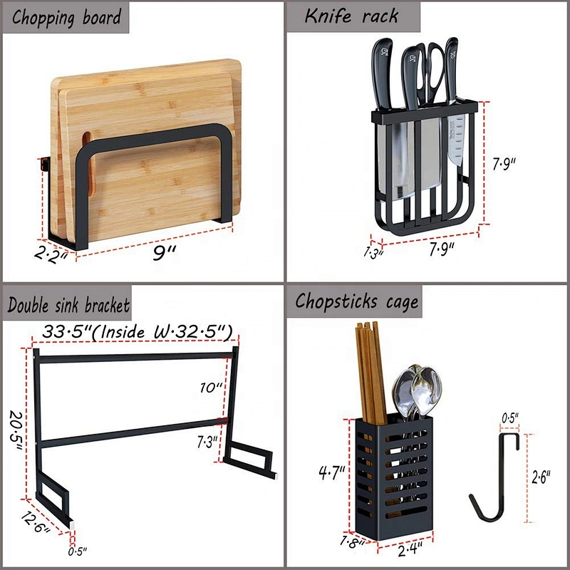Union Source Stainless Steel 2 Ties Storage Holders Racks Kitchen Accessories Drying Storage Rack Over Sink