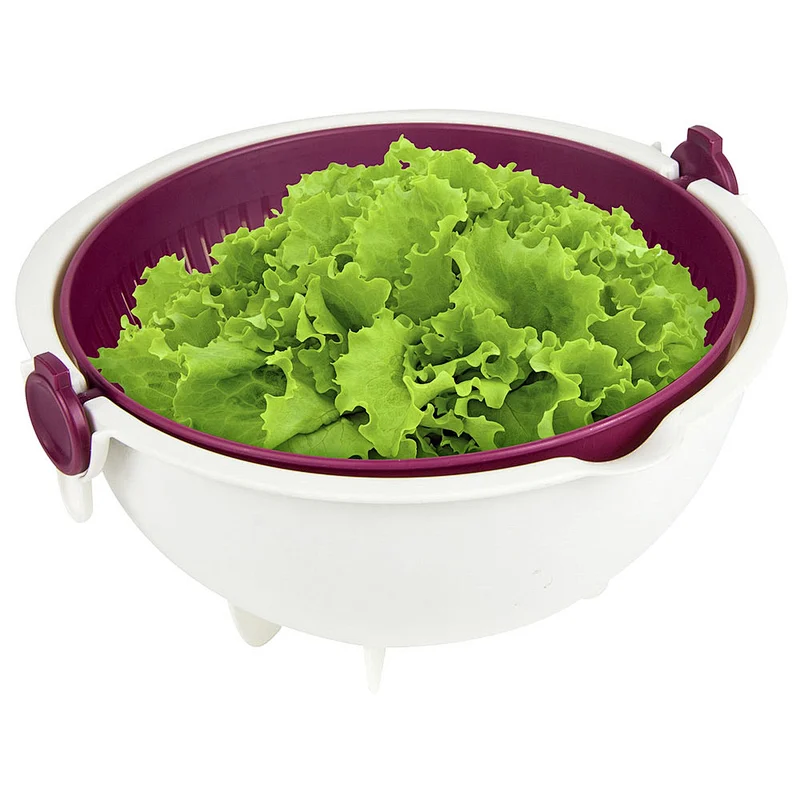 2 IN 1 Kitchen Food Salad Bowl Strainer Washing Bowl Fruit Colander Salad Bowl