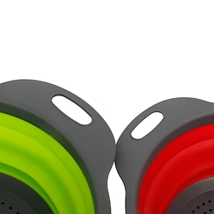 high quality round multifunctional silicone kitchen fruit vegetable storage folding drain basket