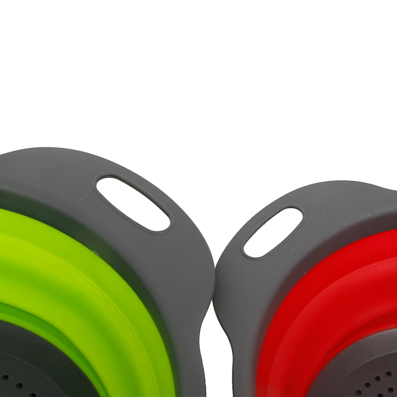 high quality round multifunctional silicone kitchen fruit vegetable storage folding drain basket