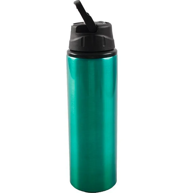 Customized logo High-capacity 750ml Flat Wide Mouth Outdoor Portable Water Aluminum sports straw Bottle for Outdoor Riding