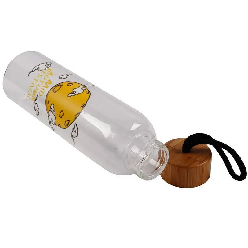 hot sale 550ml straight body best selling portable clear glass tea mug with bamboo cover