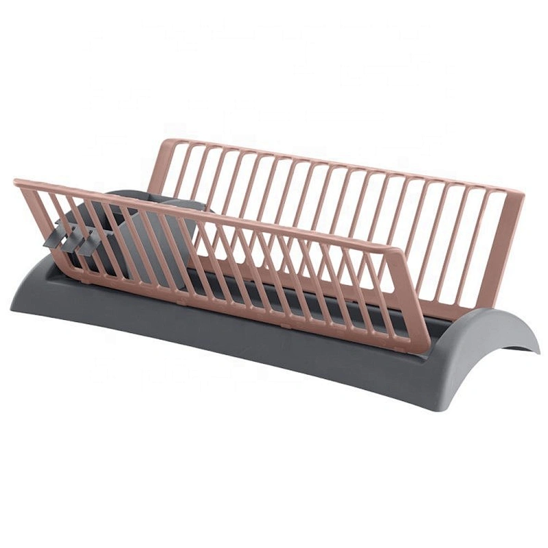 High Quality Stainless Steel Folding Kitchen Plastic Collapsible Dish Plate Drying Rack With Color Box