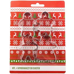 Russia Market High Quality Cute Food Grade Stainless Steel 4pcs Christmas Cookie Cutter Cake Mold Set For Kids