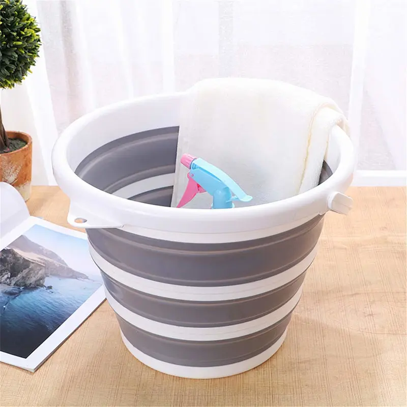 Union Source 10L Premium Space Saving Silicone Folding bucket rigid folding water bucket with handle