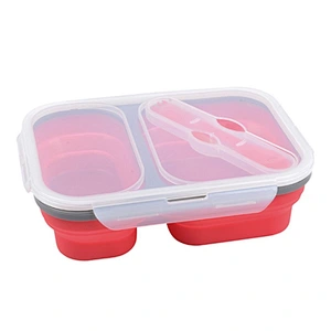 Bpa Free Silicone Folding Leak Proof Collapsible Silicone Airtight Food Bento Lunch Box
