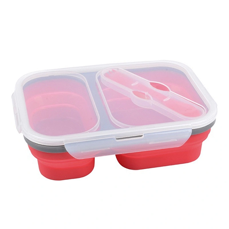 Bpa Free Silicone Folding Leak Proof Collapsible Silicone Airtight Food Bento Lunch Box