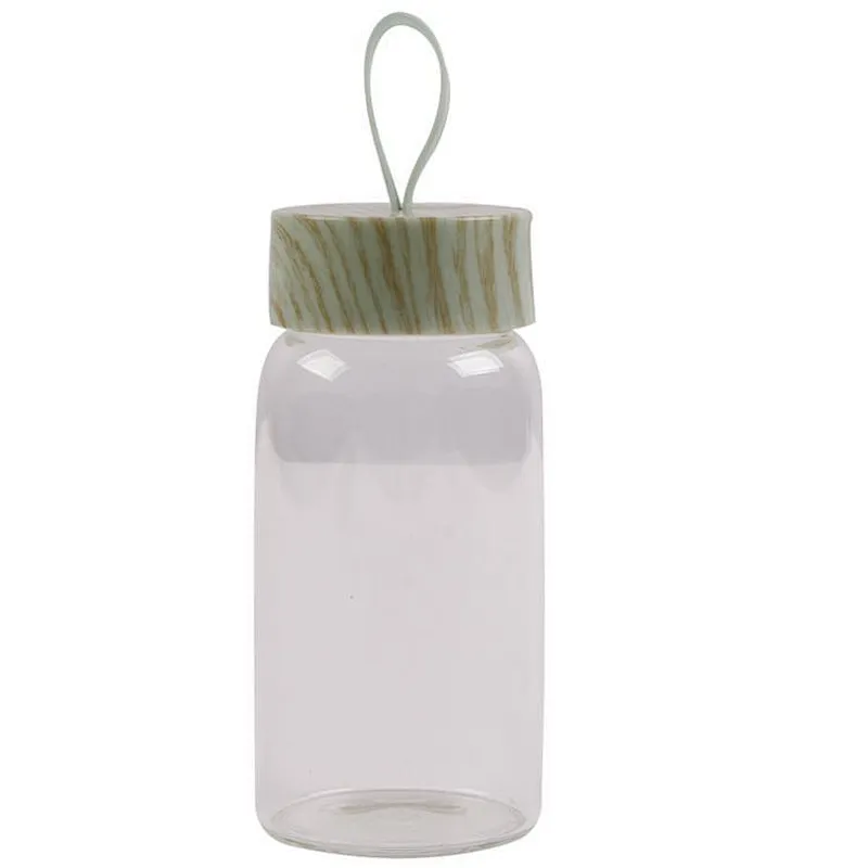 hot sale empty  320ml portable outdoor clear glass tea mug with a lid