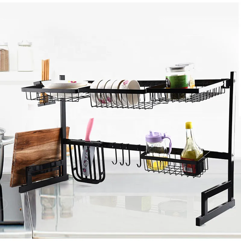 Union Source Stainless Steel 2 Ties Storage Holders Racks Kitchen Accessories Drying Storage Rack Over Sink