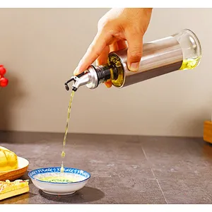 Union Source Transparent Glass Oil And Vinegar Bottle Set For Kitchen Cooking/Restaurant/Hotel