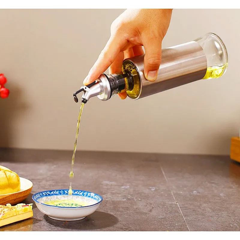 Union Source Transparent Glass Oil And Vinegar Bottle Set For Kitchen Cooking/Restaurant/Hotel