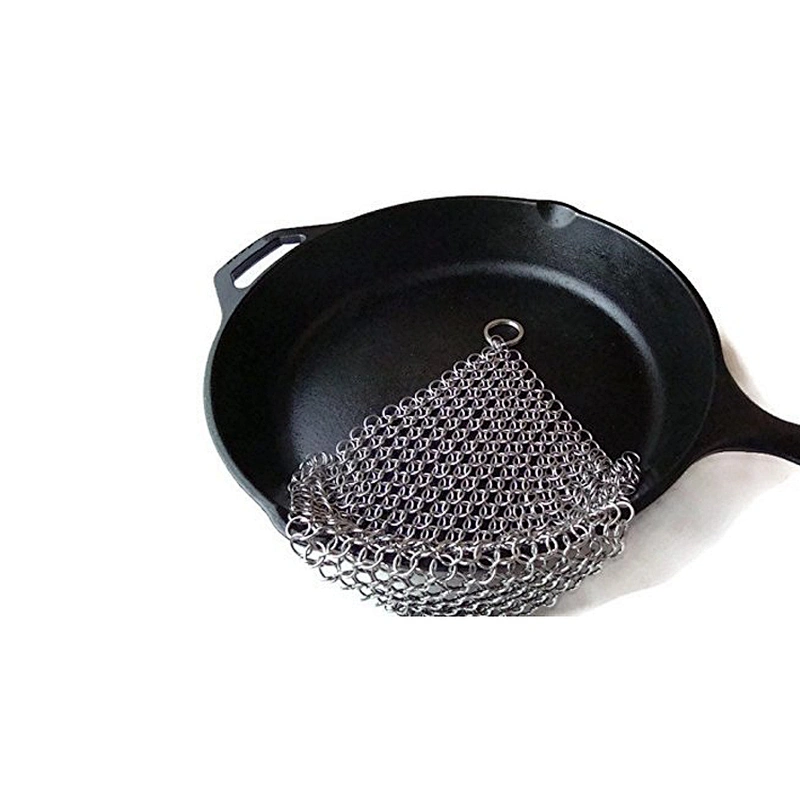 Union Source Good Quality Cast iron cleaner stainless steel chainmail scrubber