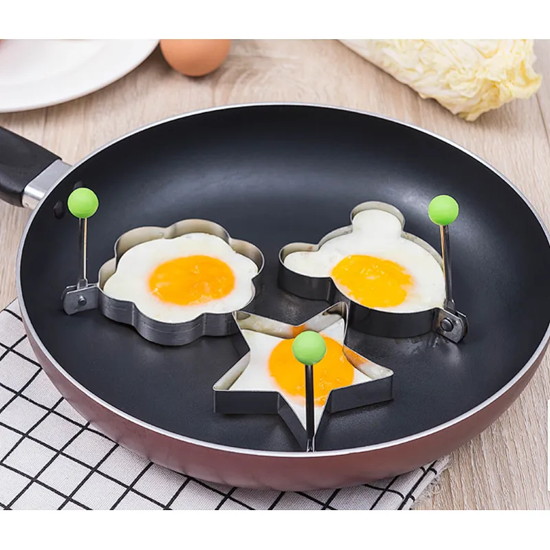 Union Source Eco-friendly Stainless Steel Kitchen Egg Frying Mold/Heart Star Flower Round Shaped Fried Egg Mold