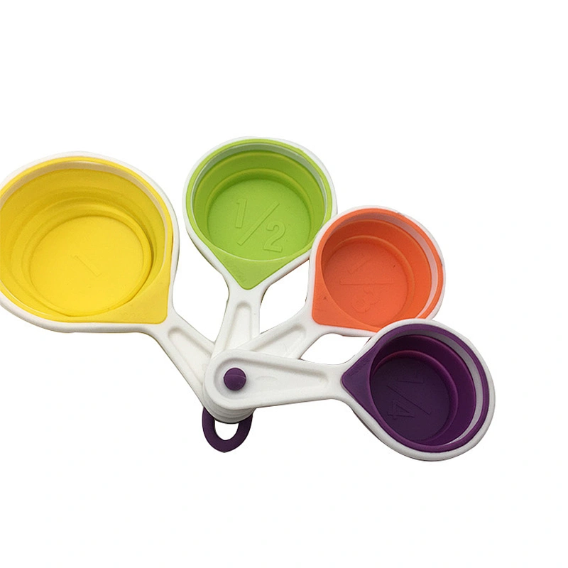 4-Piece set  Best Selling Colorful Collapsible Silicone Measuring Cups