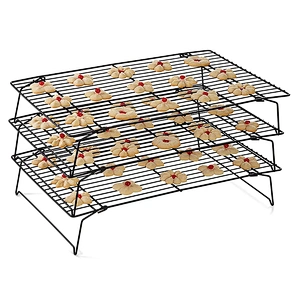 save space 3 tier metal stackable nonstick stainless steel baking cooling rack for kitchen