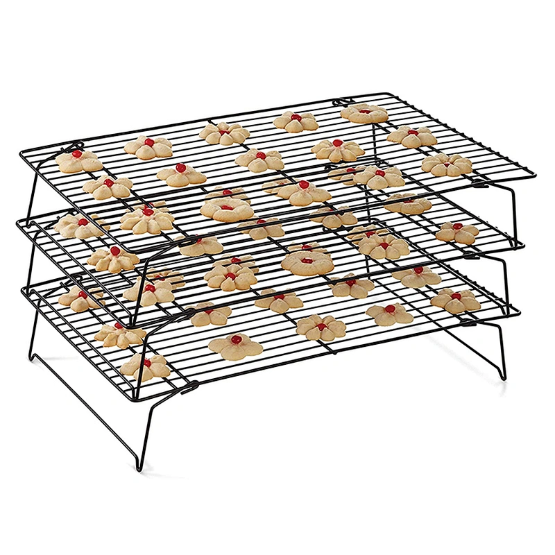 save space 3 tier metal stackable nonstick stainless steel baking cooling rack for kitchen