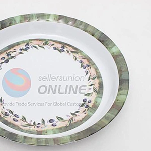 Good Quality Restaurant Dinnerware White And Green Ceramic Dishes Porcelain Dinner Soup Plate
