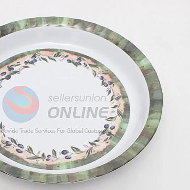 Good Quality Restaurant Dinnerware White And Green Ceramic Dishes Porcelain Dinner Soup Plate