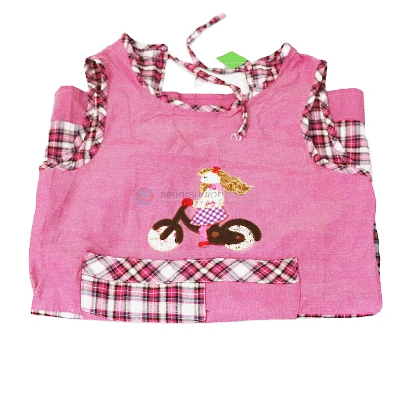 Chinese Factory Direct Sales Women Home Pink Polyester Cotton Cooking Baking Kitchen Apron With Pocket