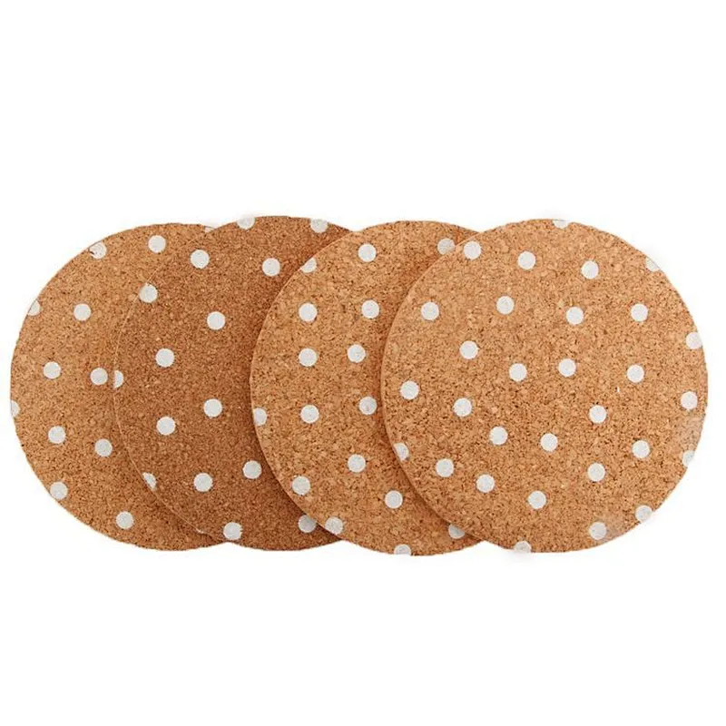 Wholesale Custom Fashion Cork Drink Coaster Anti Slip Coffee Cup Mat Heat Insulation 4 pcs Pad Bowl set