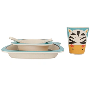 Union Source high quality cheap bamboo fiber baby kids cutlery dinnerware set with cup fork and spoon