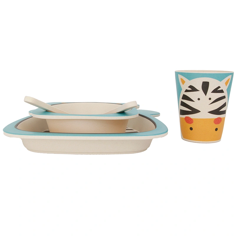 Union Source high quality cheap bamboo fiber baby kids cutlery dinnerware set with cup fork and spoon