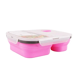 Factory Price New Design Collapsible Silicone Thermal Lunch Boxes Bento Lunch Box