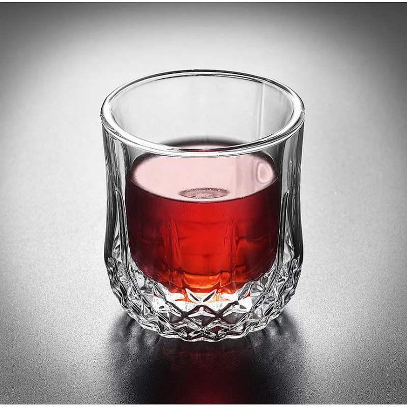 Union Source Bar Wine Drinking Double Walled Glass Cup Bulk/ Whiskey Glass Mug For Promotion