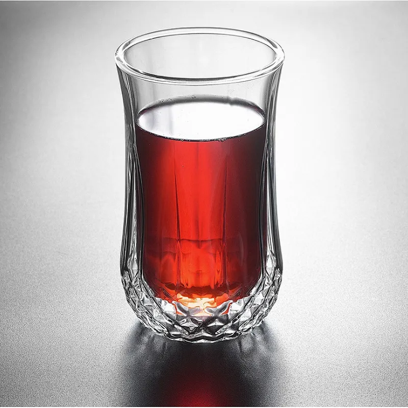 Union Source Bar Wine Drinking Double Walled Glass Cup Bulk/ Whiskey Glass Mug For Promotion