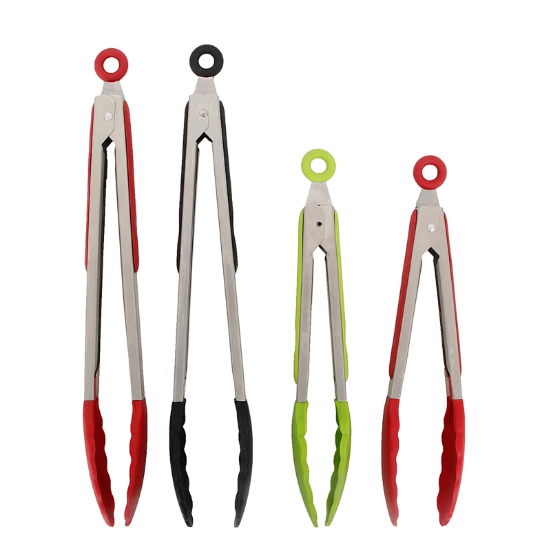 Union Source long handled salad tools multifunctional cooking kitchen food tongs with silicone tips