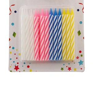 wholesale 24pcs pack unique spiral kids party happy birthday cake candles set with holders