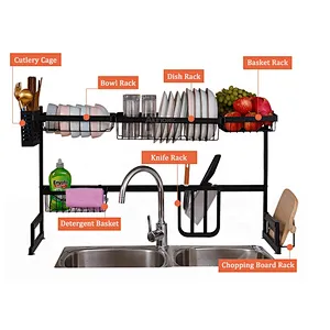 Union Source Stainless Steel 2 Ties Storage Holders Racks Kitchen Accessories Drying Storage Rack Over Sink