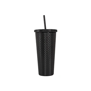 BPA Free Double Wall Stainless Steel Insulated Matte Color Studded Tumbler Cups With Lid Straw