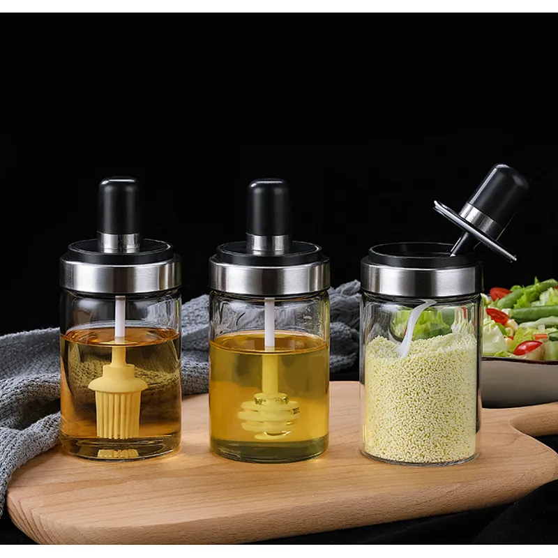 Union Source Kitchen Salt And Pepper Condiment Sets/Transparent Spice,Honey,Oil Bottle With Scoop
