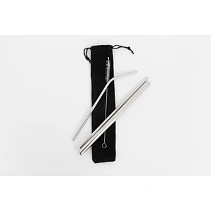 Hot Sale Reusable Food Grade  Bar Accessories Silver Stainless Steel Drinking Metal Straw Set