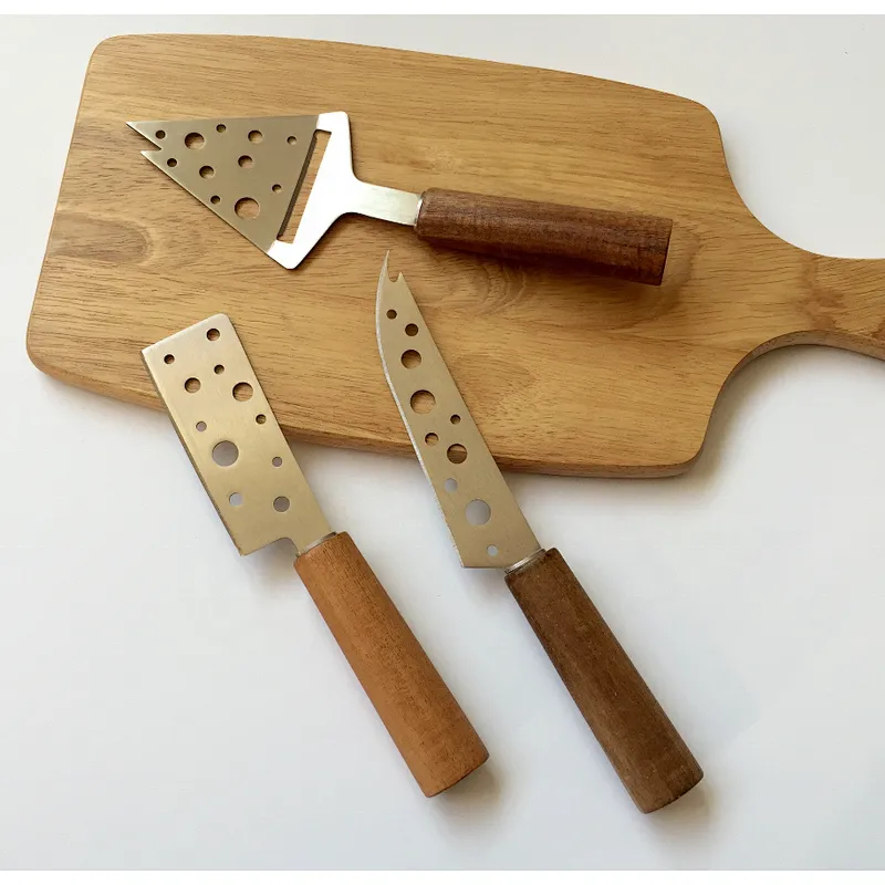 Custom multi functional kitchen walnut wood cheeze bread chopping serving cutting blocks board knife set