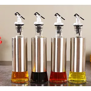 Union Source Transparent Glass Oil And Vinegar Bottle Set For Kitchen Cooking/Restaurant/Hotel