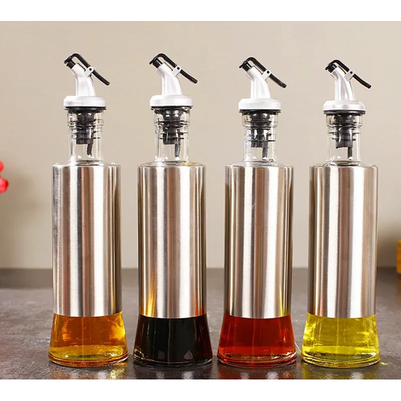Union Source Transparent Glass Oil And Vinegar Bottle Set For Kitchen Cooking/Restaurant/Hotel